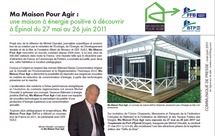 Communiqué de Presse - Ma Maison Pour Agir : une maison à énergie positive à découvrir à Épinal du 27 mai au 26 juin 2011