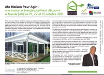 Communiqué : Ma Maison Pour Agir : une maison à énergie positive à découvrir à Mende (48) les 21, 22 et 23 octobre 2011 Communiqué : Ma Maison Pour Agir : une maison à énergie positive à découvrir à Mende (48) les 21, 22 et 23 octobre 2011